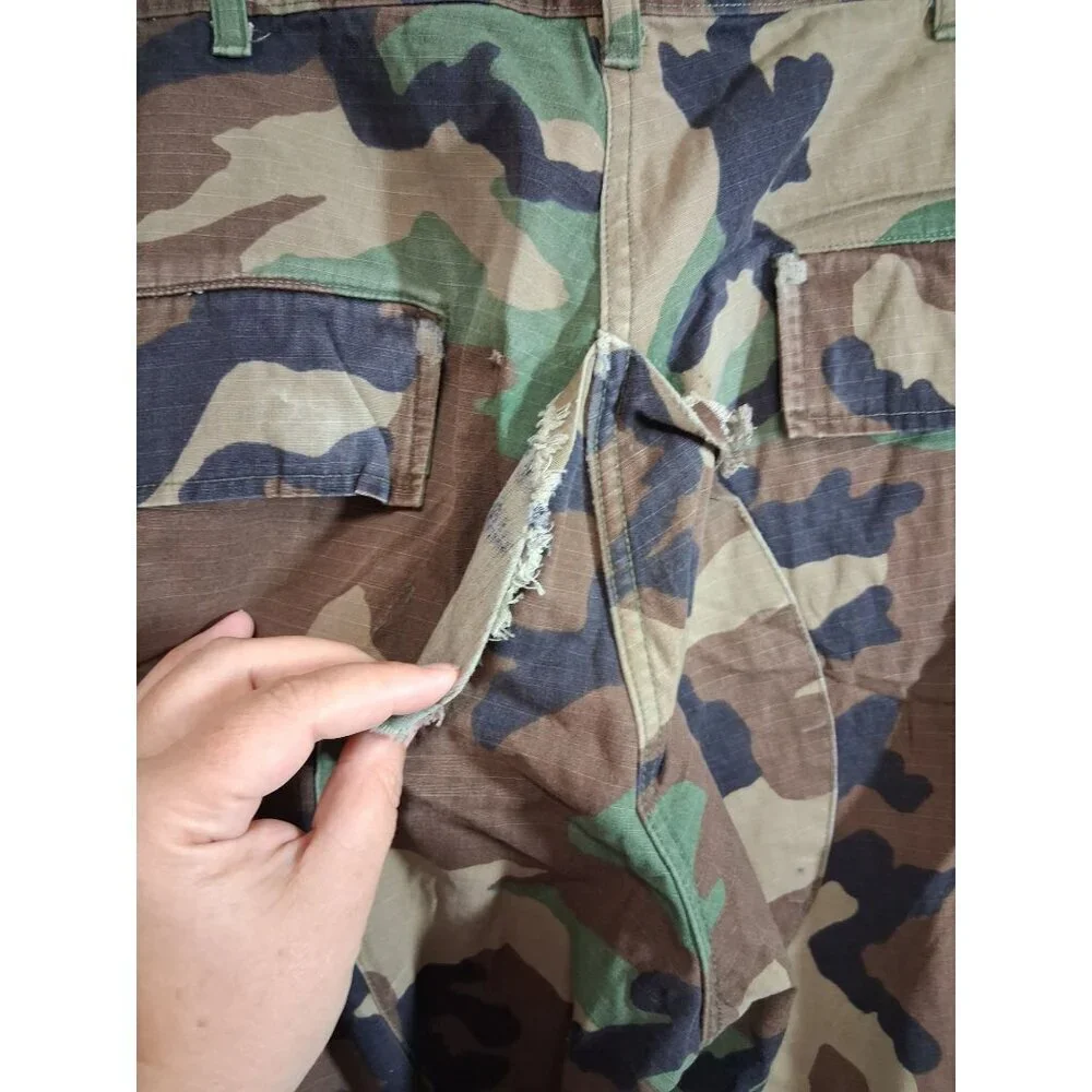 Military Fatigues Woodland Camouflage Pants Grunge Y2K Hunting Size Medium Regul